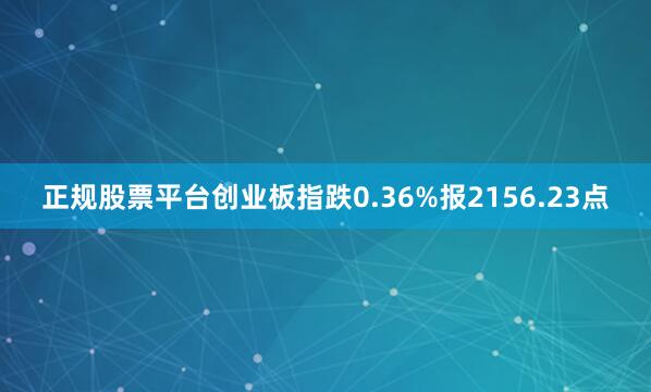 正规股票平台创业板指跌0.36%报2156.23点